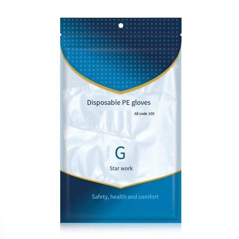 100 Pieces Disposable Gloves PE Thick Dining Beauty Household Gloves Transparent Plastic Non-Slip Durable Gloves
