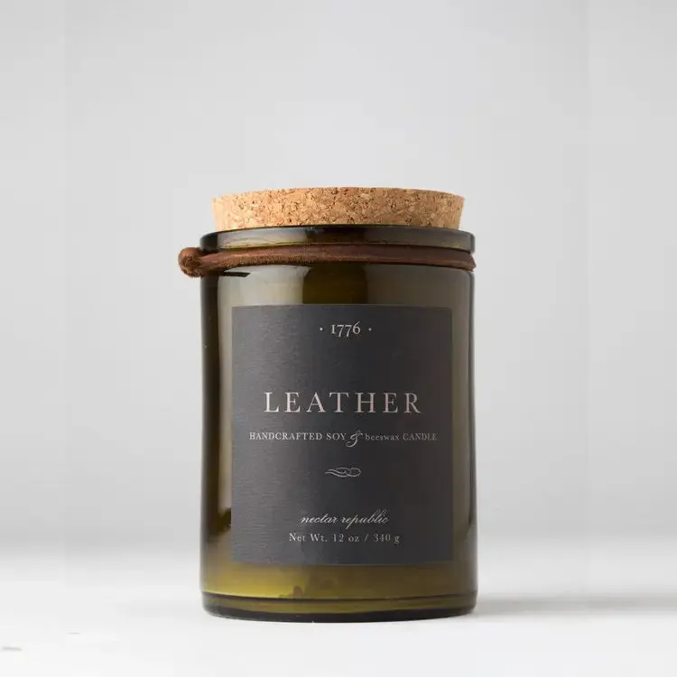1776 Soy Beeswax Man Candle: Leather