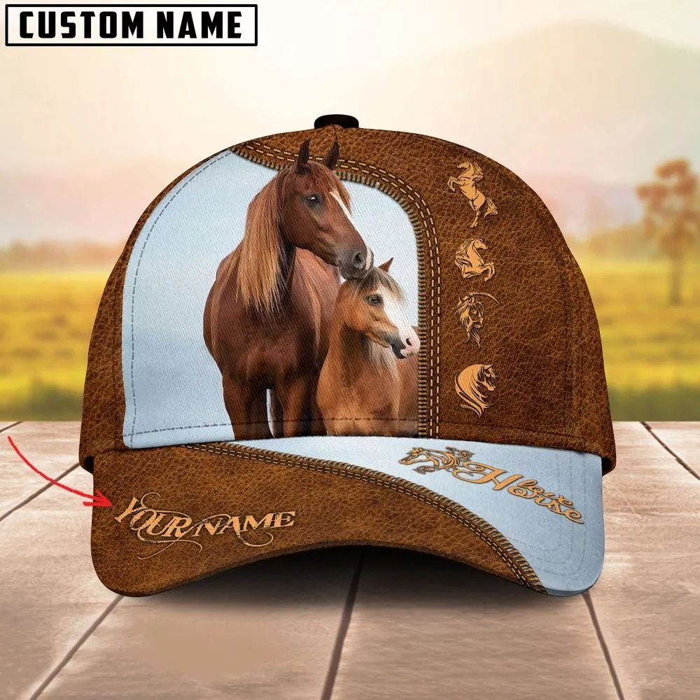 2 Brown Horses Customized Name Cap, Farm Cap, Farmer Baseball Cap, Cow Cap, Cow Gift, Farm Animal Hat