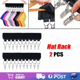 2X 10 Clips Door Cap Rack | Baseball Hat Holder | Closet Hanger Storage Organizer