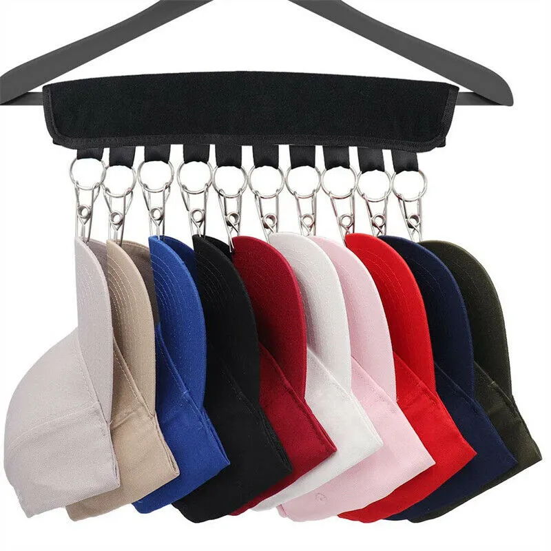 2X 10 Clips Door Cap Rack | Baseball Hat Holder | Closet Hanger Storage Organizer