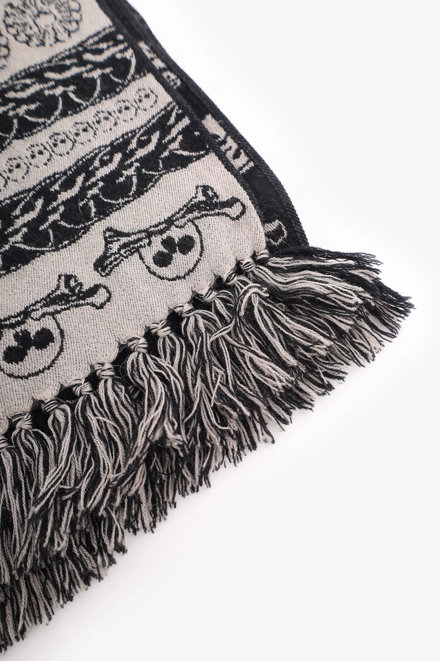 Alexander McQueen Black/Grey Wool/Silk Skull Scarf