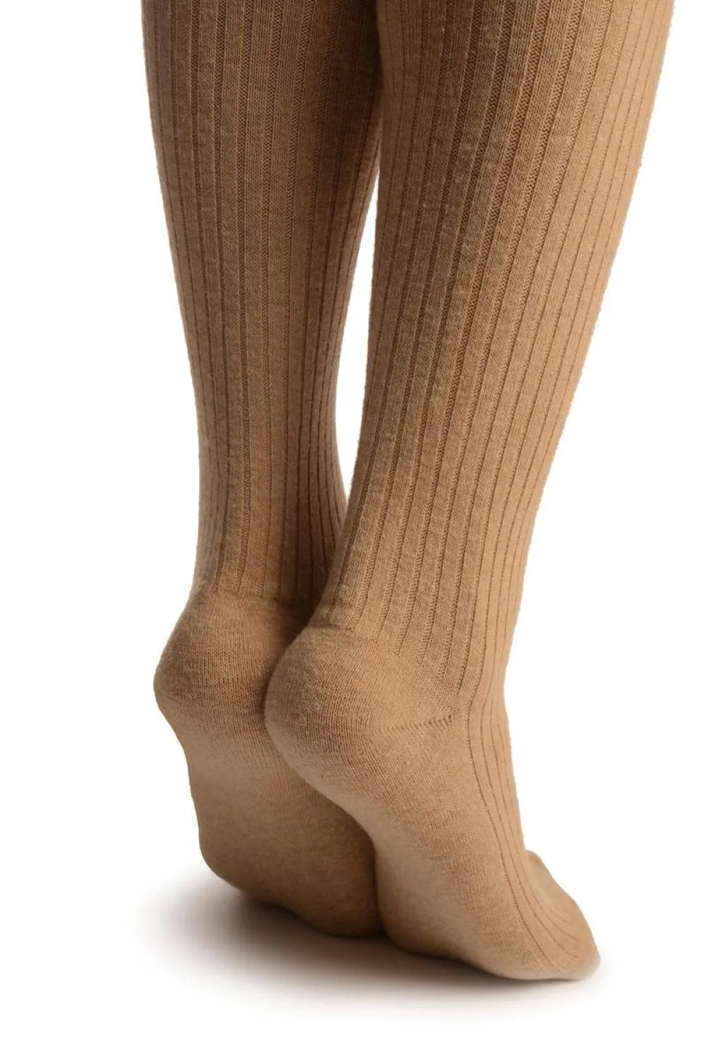 Beige Pinstripes Merino Wool Blend