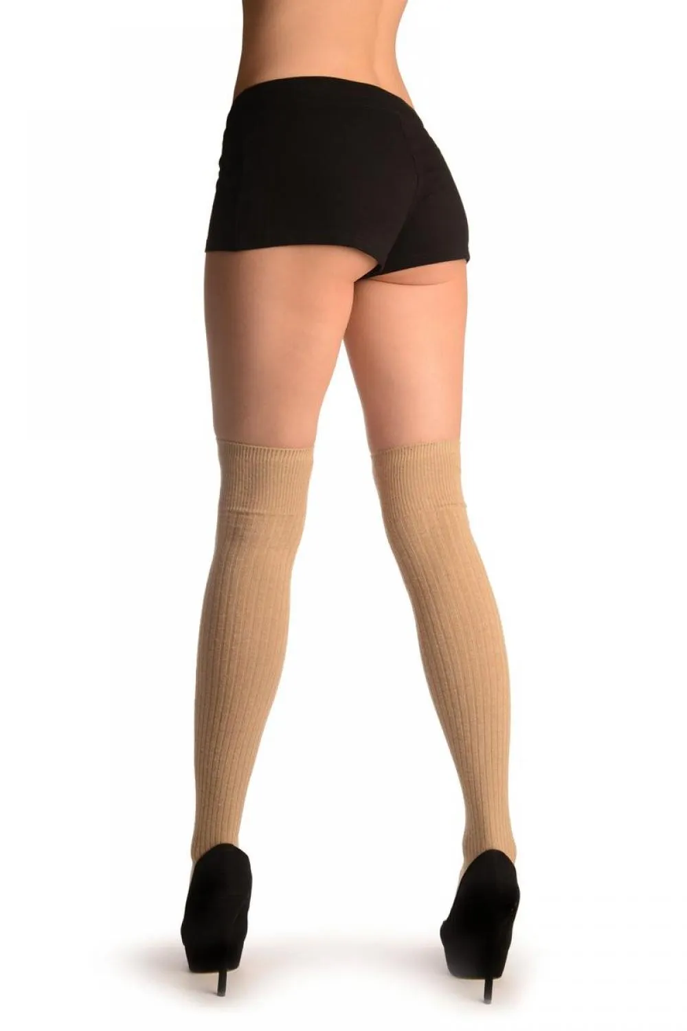 Beige Pinstripes Merino Wool Blend