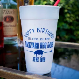 Birthday BBQ Styrofoam Cups
