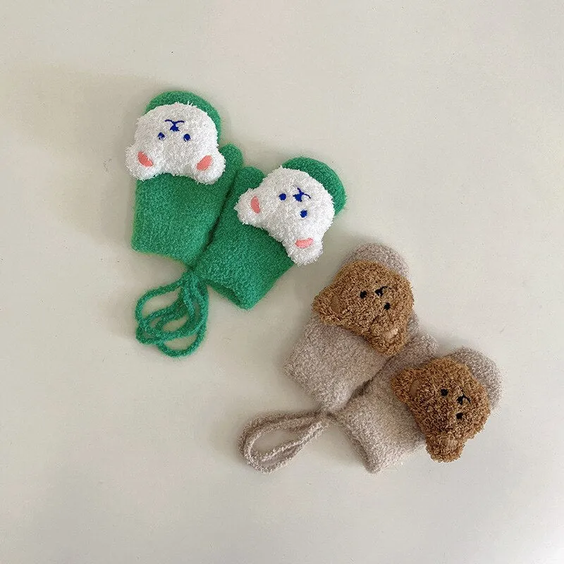Cartoon Bear Baby Winter Gloves