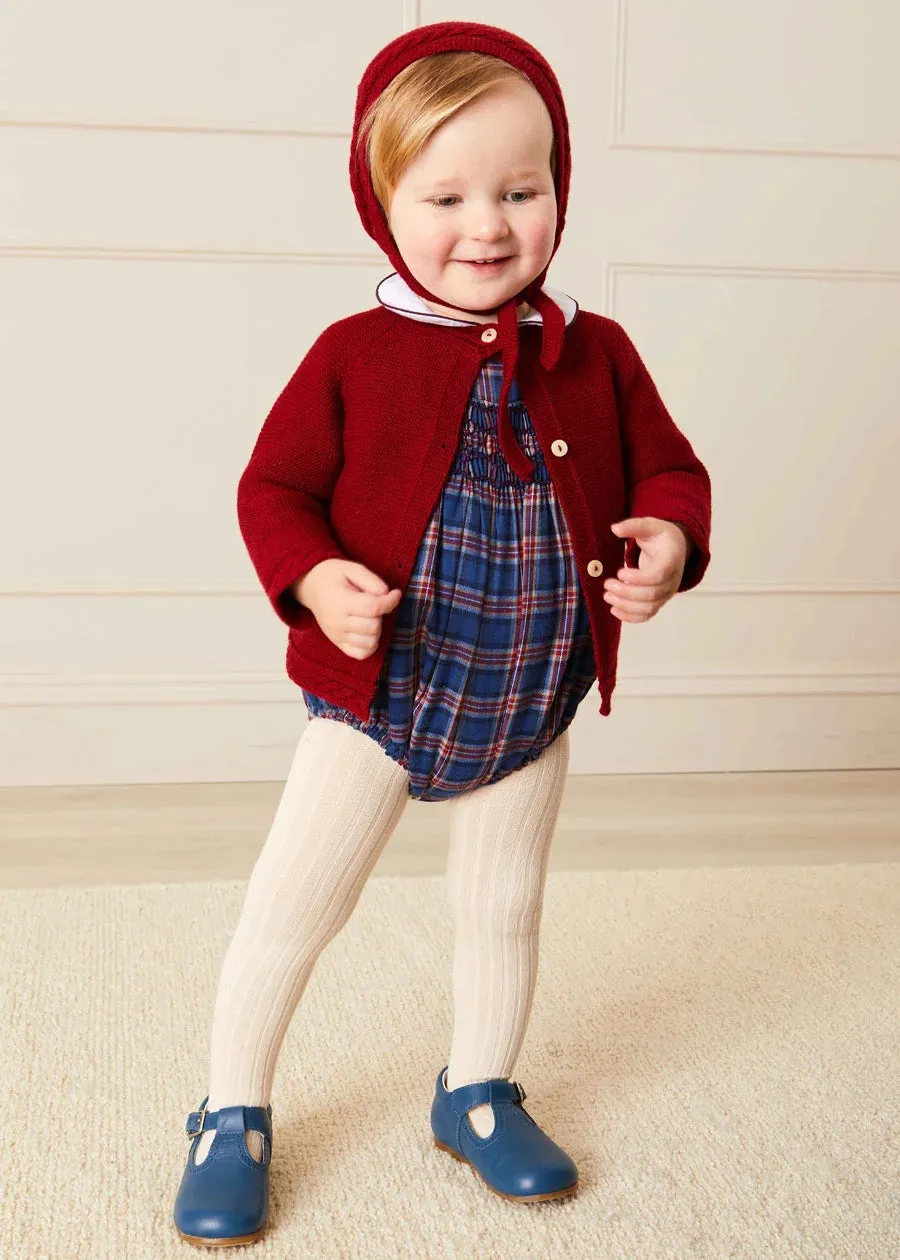 Contrast Trim 3 Button Cardigan in Red (3-18mths)