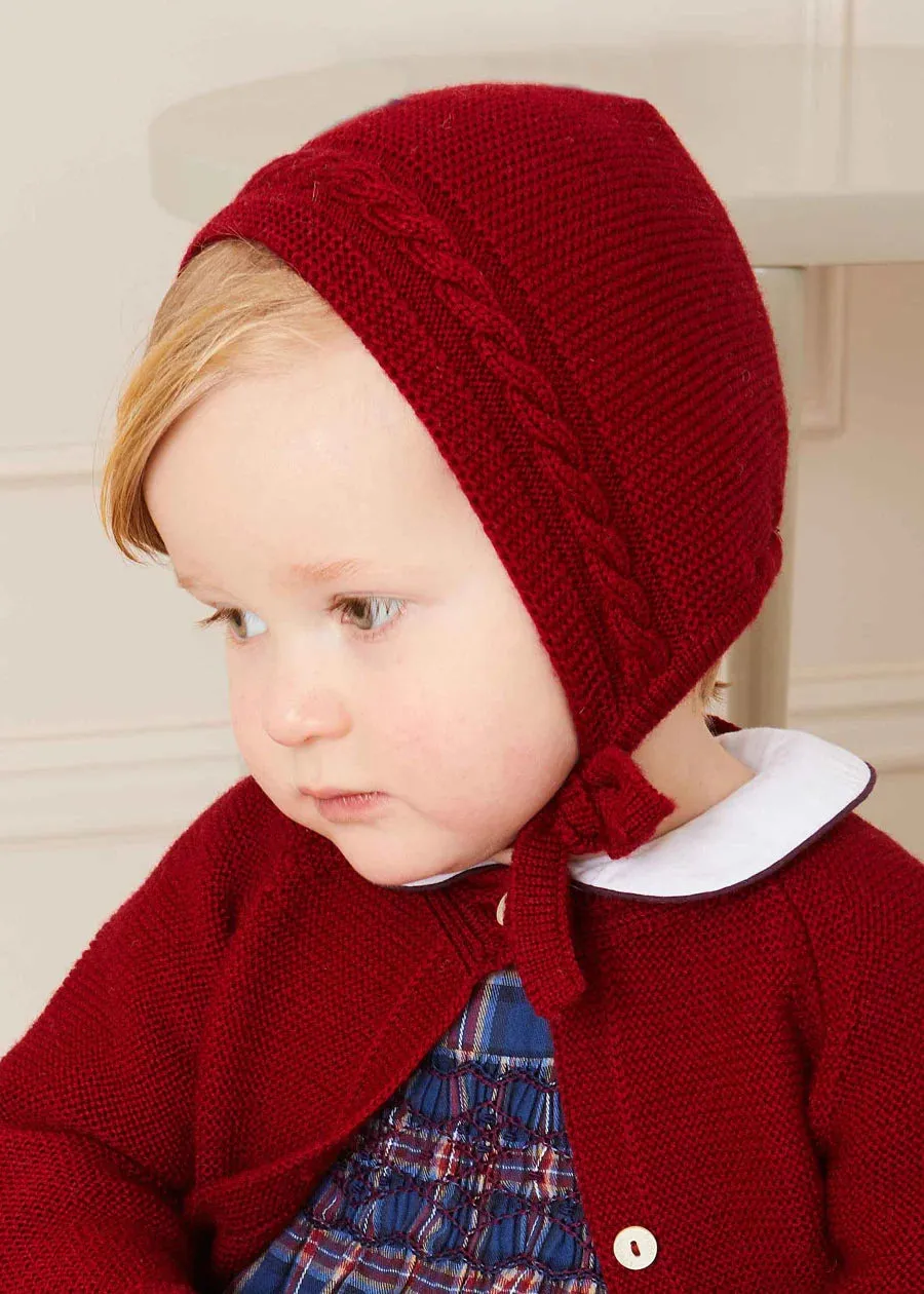Contrast Trim 3 Button Cardigan in Red (3-18mths)