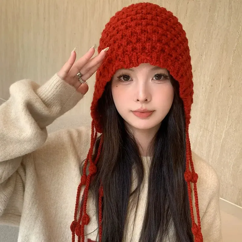 Cute New Year Women's Autumn and Winter Wool Tassel Hat