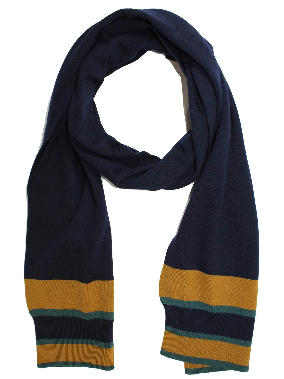 Dolce & Gabbana Scarf Navy Mustard - Wool Men Shawl FINAL SALE
