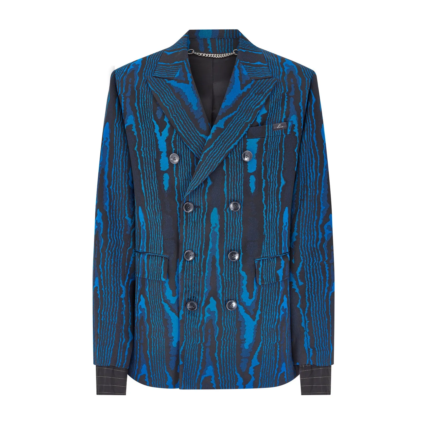 DOUBLE BREASTED SHORT COAT in BLUE BLACK