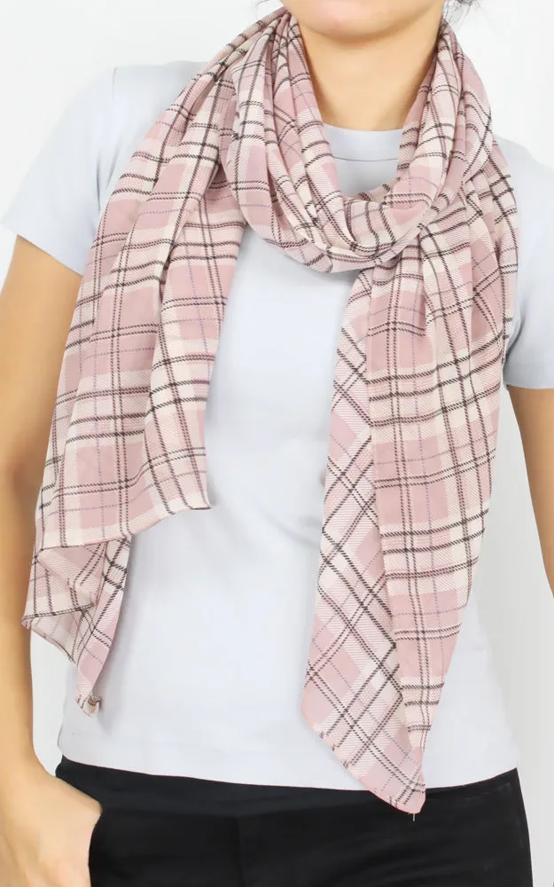 EAS9902 Plaid Print Georgette Oblong Scarf
