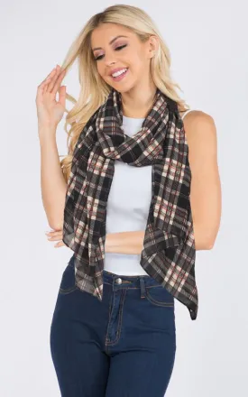 EAS9902 Plaid Print Georgette Oblong Scarf