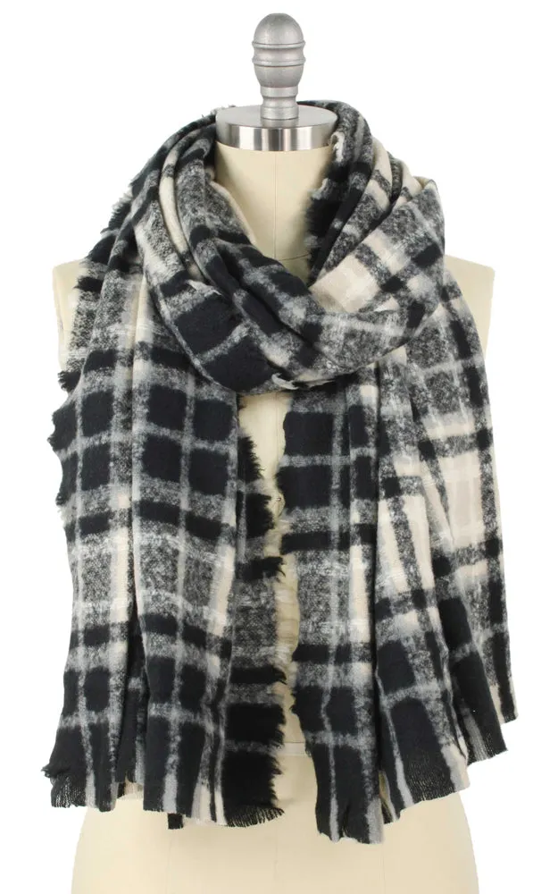 EASC9754 Plaid Oblong Scarf