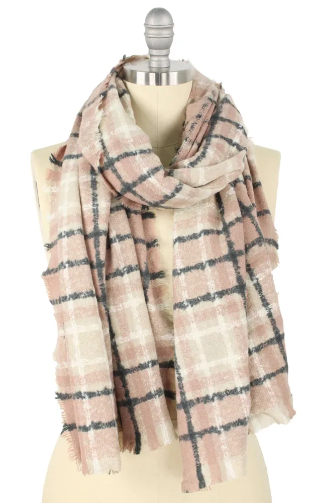 EASC9754 Plaid Oblong Scarf