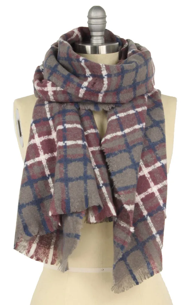 EASC9754 Plaid Oblong Scarf