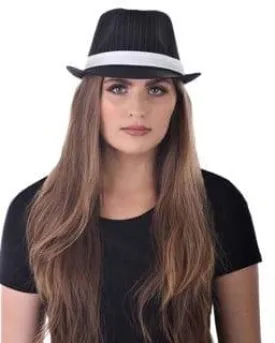English Low Crown Pinstripe Hat with White Band
