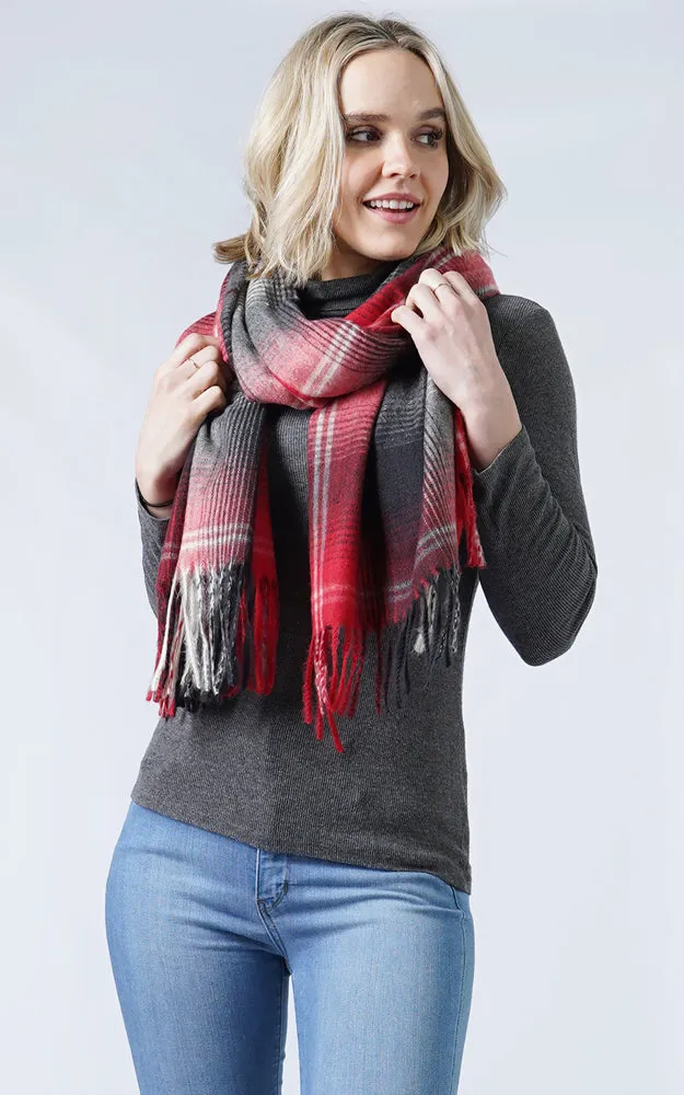 ESC10030 Plaid Soft Scarf w/Tassels