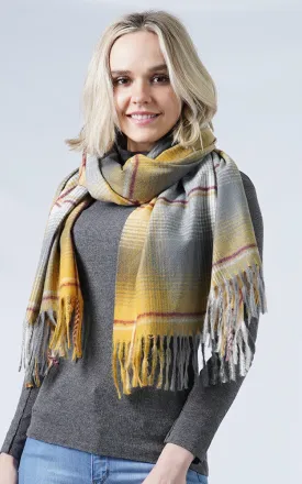 ESC10030 Plaid Soft Scarf w/Tassels