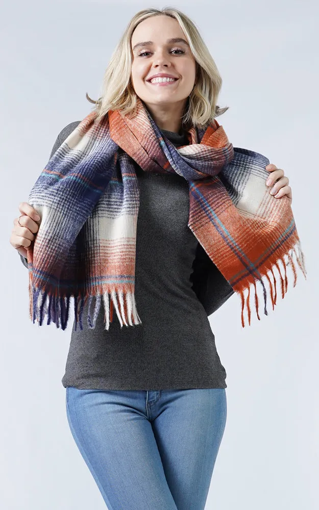 ESC10030 Plaid Soft Scarf w/Tassels