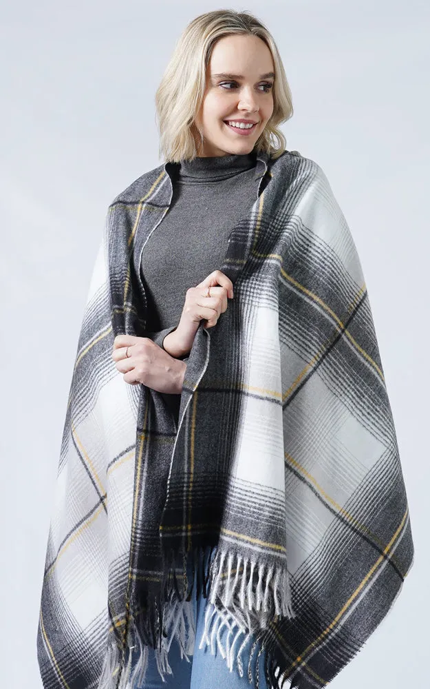 ESC10030 Plaid Soft Scarf w/Tassels