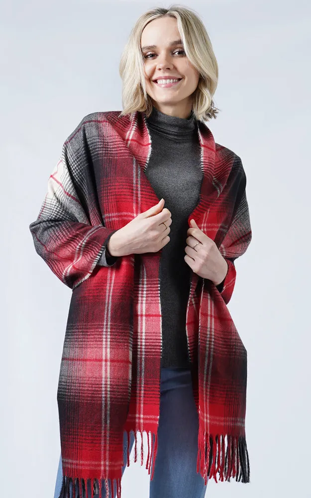 ESC10030 Plaid Soft Scarf w/Tassels