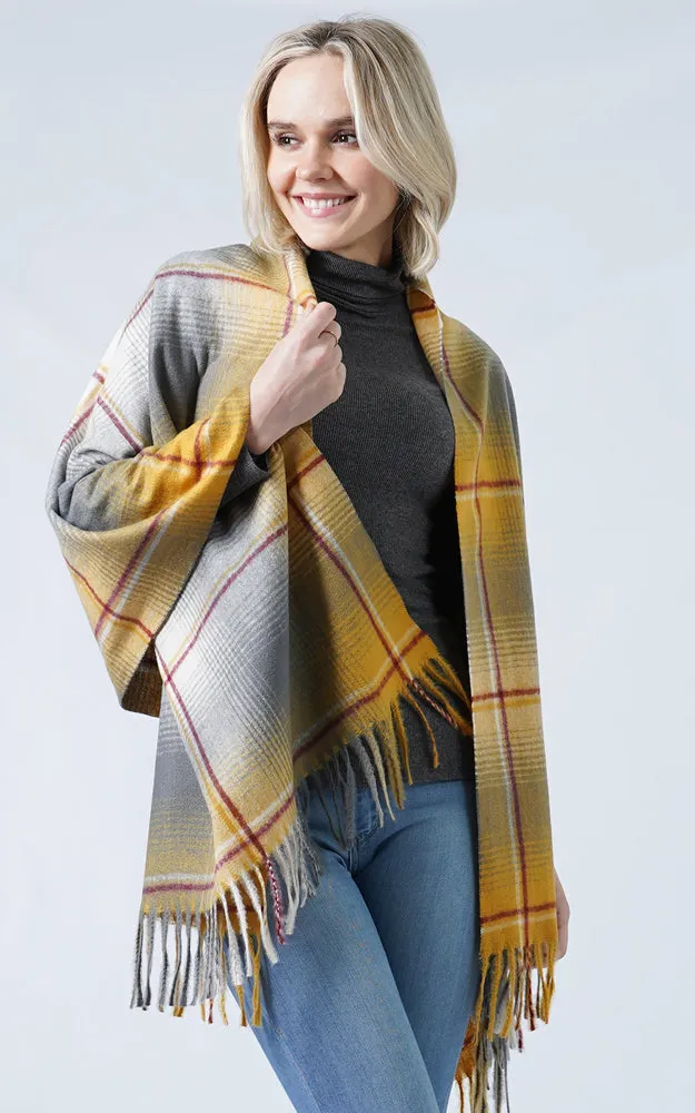 ESC10030 Plaid Soft Scarf w/Tassels