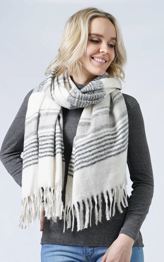ESC10031 Multi Color Stripe Soft Scarf w/Tassels