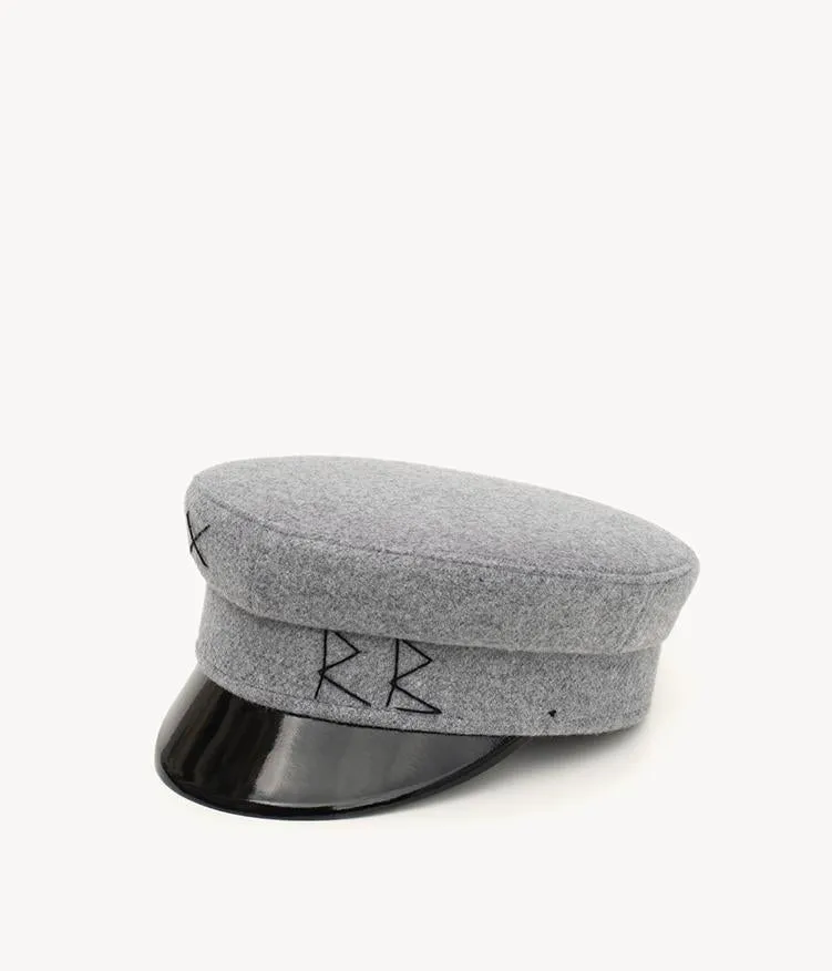 Grey Wool Baker Boy Cap