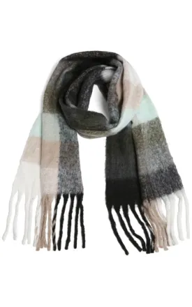 JS2411 CHECKERED OBLONG SCARF W/FRINGES