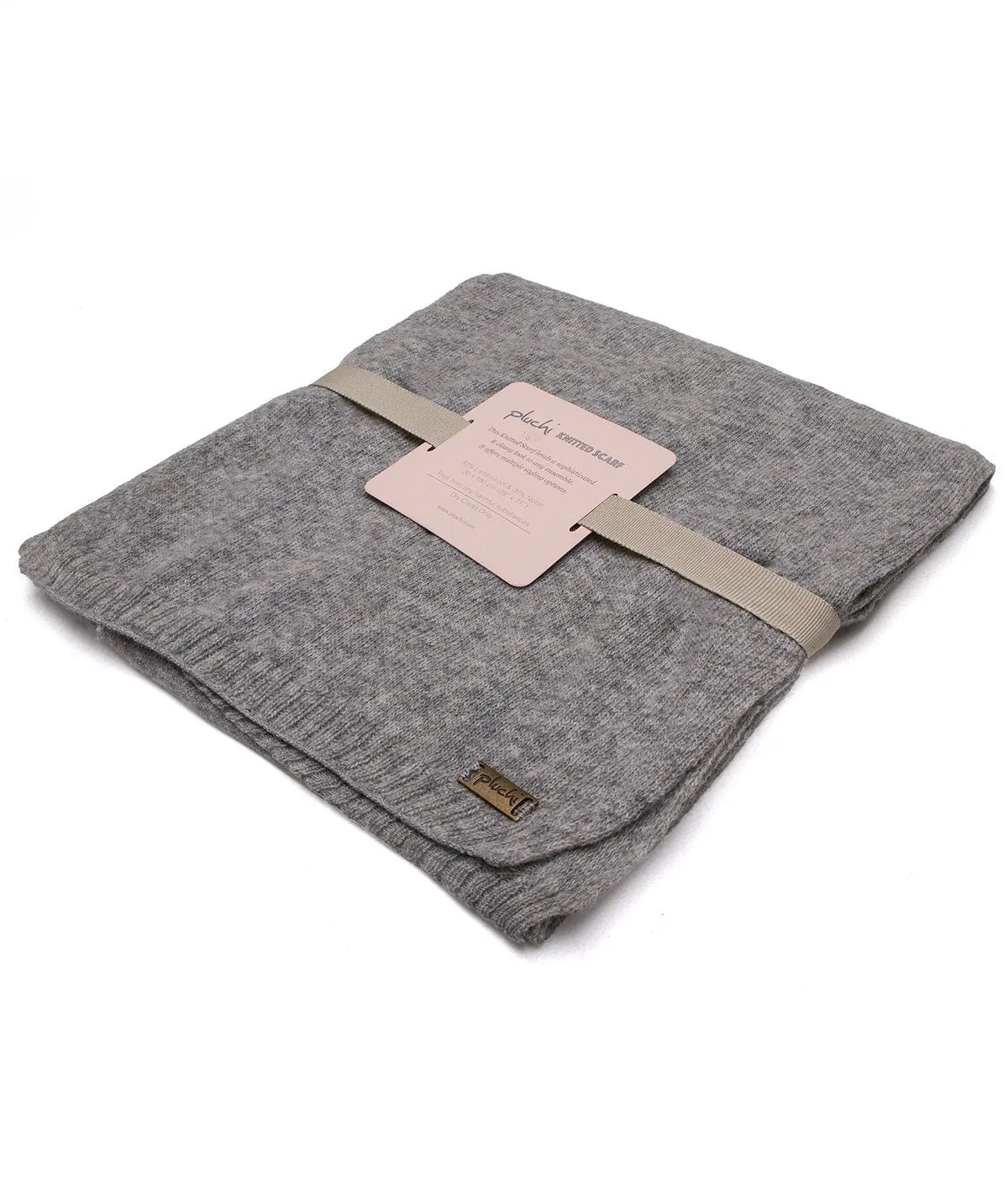 Kiraz - Vanilla Grey Lambswool & Nylon Knitted Scarf