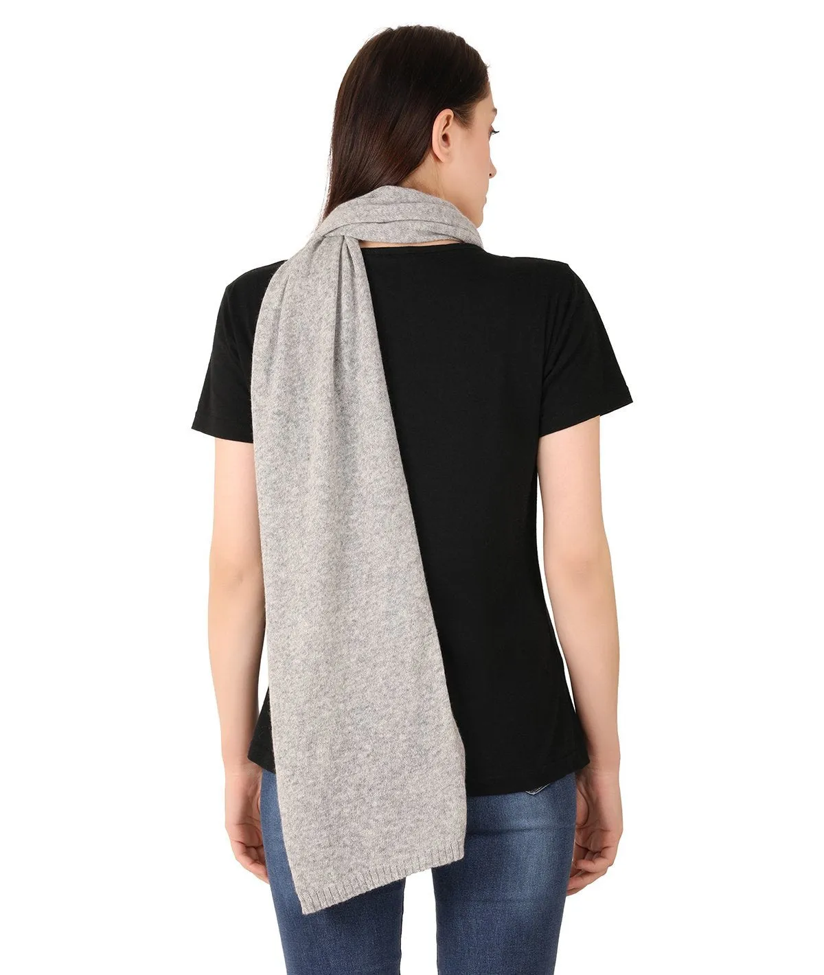 Kiraz - Vanilla Grey Lambswool & Nylon Knitted Scarf