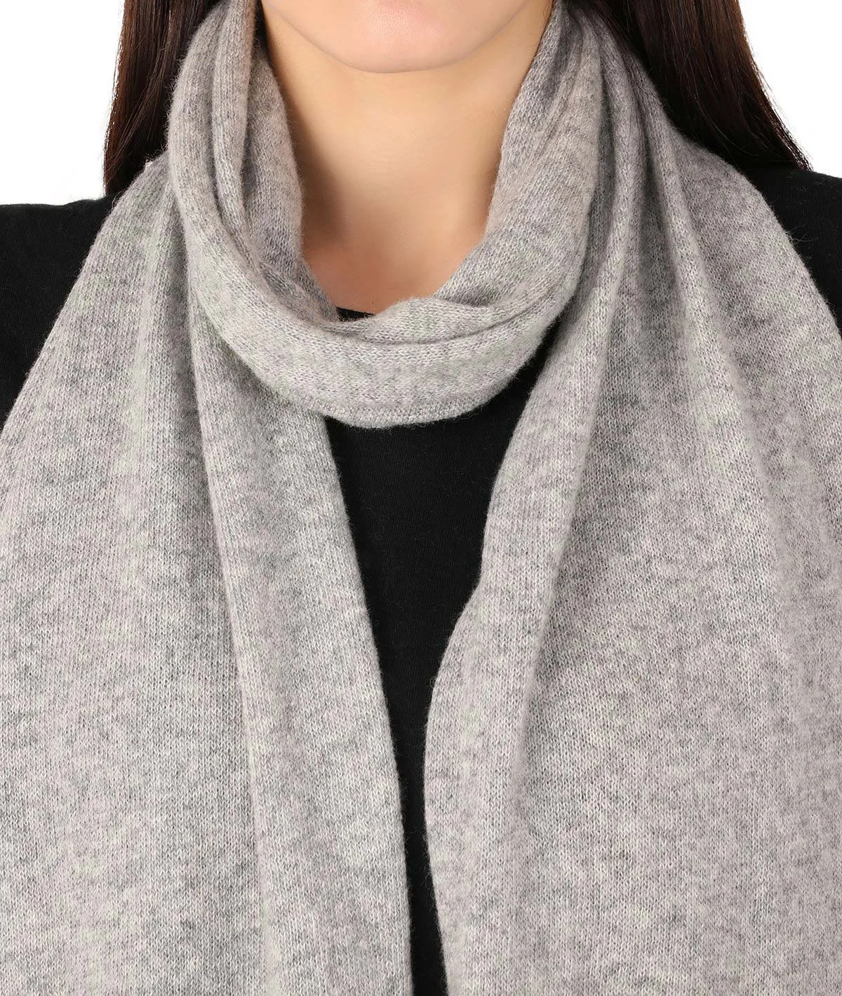 Kiraz - Vanilla Grey Lambswool & Nylon Knitted Scarf