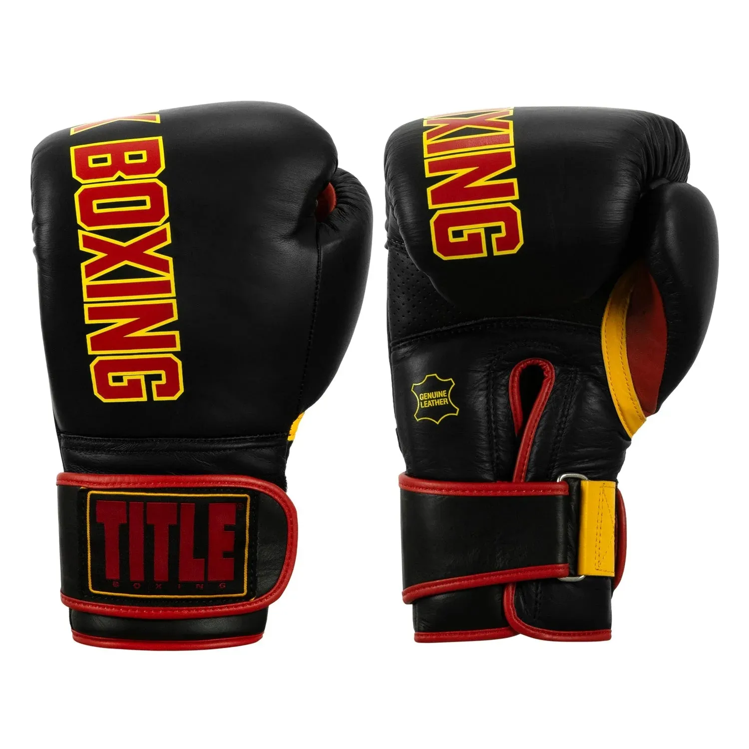 KRONK Boxing Gym Leather Boxing Gloves - Black