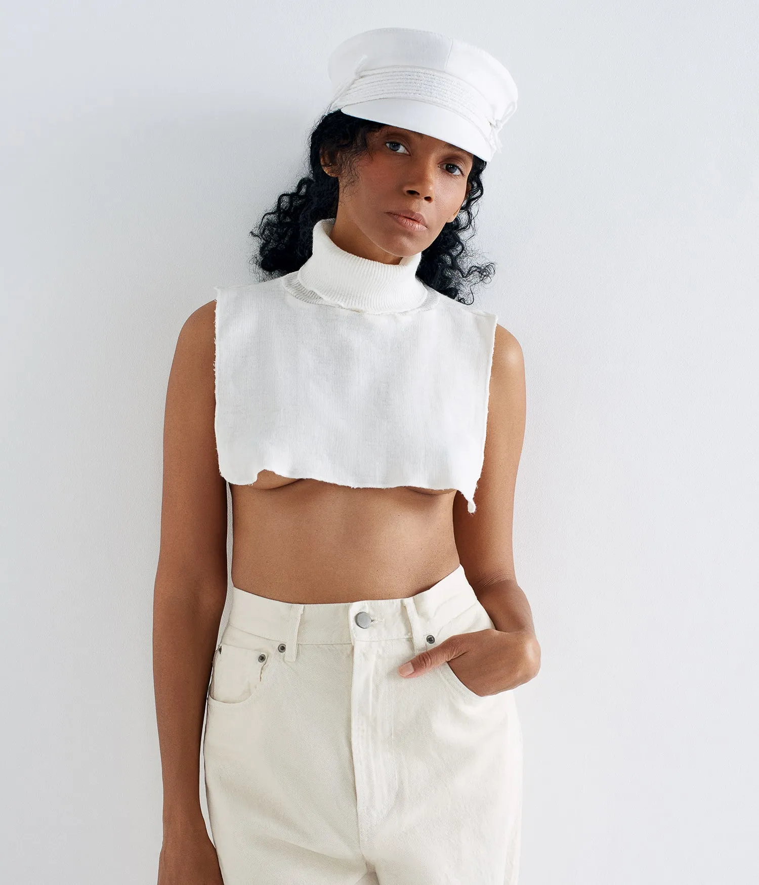 Lace-tied Linen Baker Boy Cap