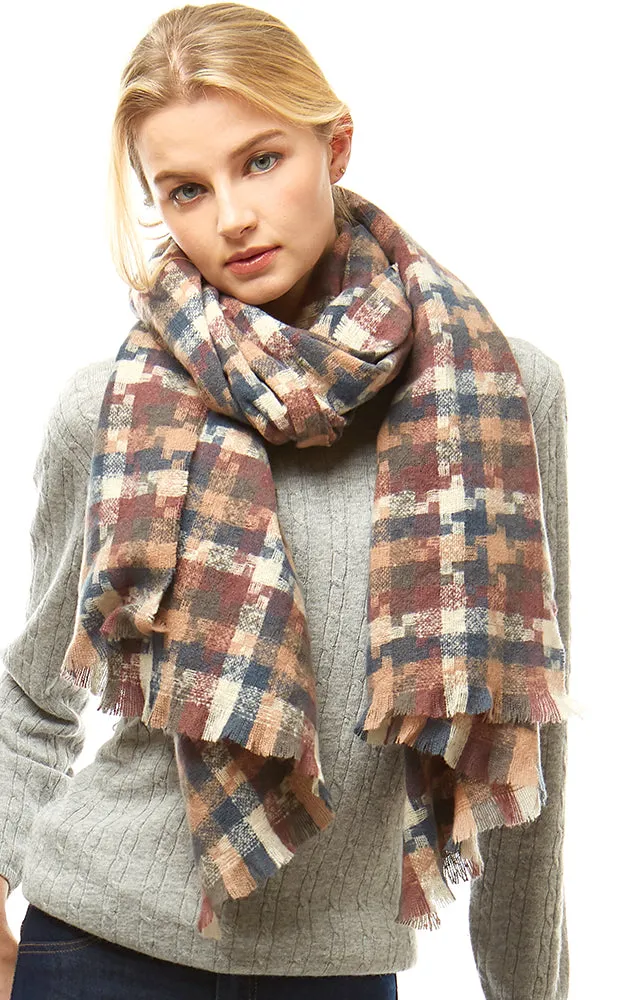 LOF917 Multi Tone Houndstooth Plaid Oblong