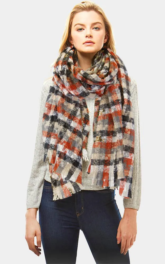 LOF917 Multi Tone Houndstooth Plaid Oblong