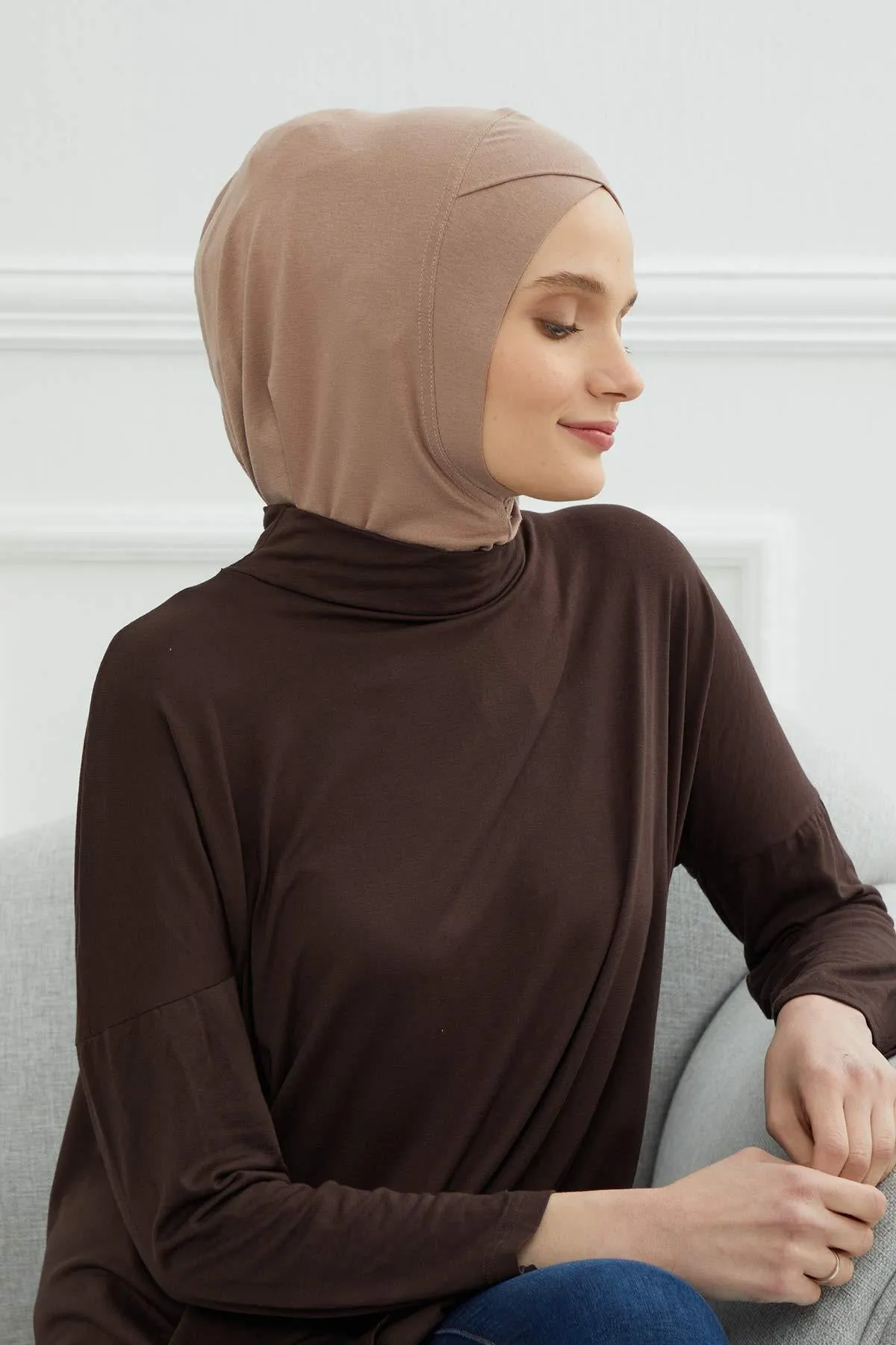Minimalist Design Cotton Under Scarf Bonnet, Soft and Breathable Inner Hijab Cap, Easy Wear Cotton Bonnet Turban Ninja Cap,TB-4
