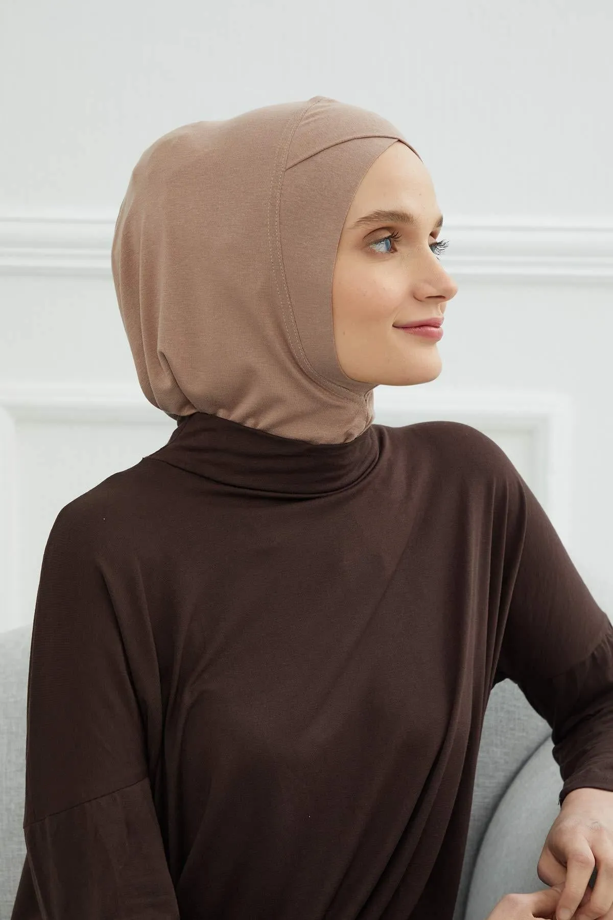 Minimalist Design Cotton Under Scarf Bonnet, Soft and Breathable Inner Hijab Cap, Easy Wear Cotton Bonnet Turban Ninja Cap,TB-4