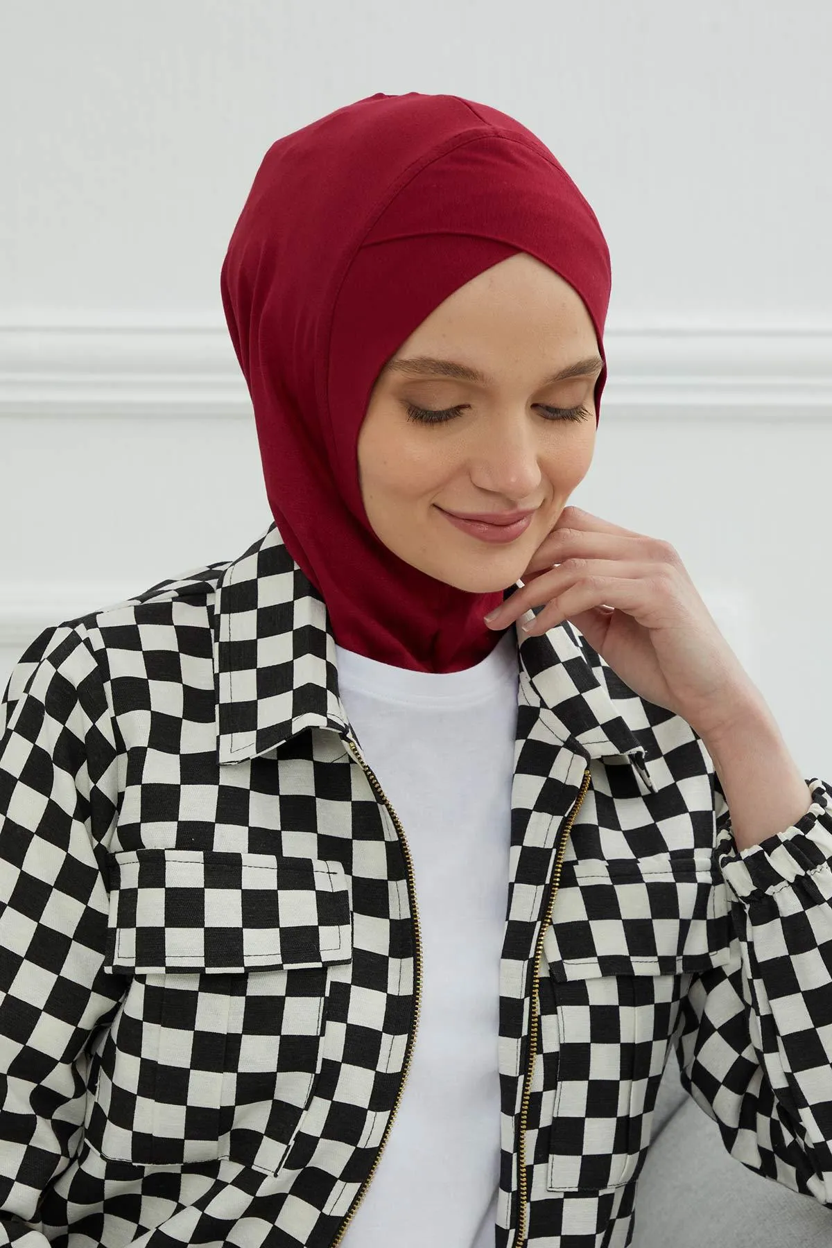 Minimalist Design Cotton Under Scarf Bonnet, Soft and Breathable Inner Hijab Cap, Easy Wear Cotton Bonnet Turban Ninja Cap,TB-4
