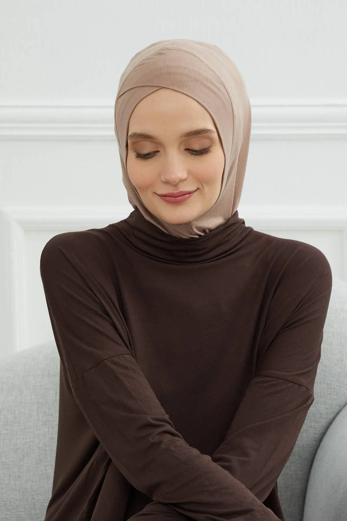 Minimalist Design Cotton Under Scarf Bonnet, Soft and Breathable Inner Hijab Cap, Easy Wear Cotton Bonnet Turban Ninja Cap,TB-4