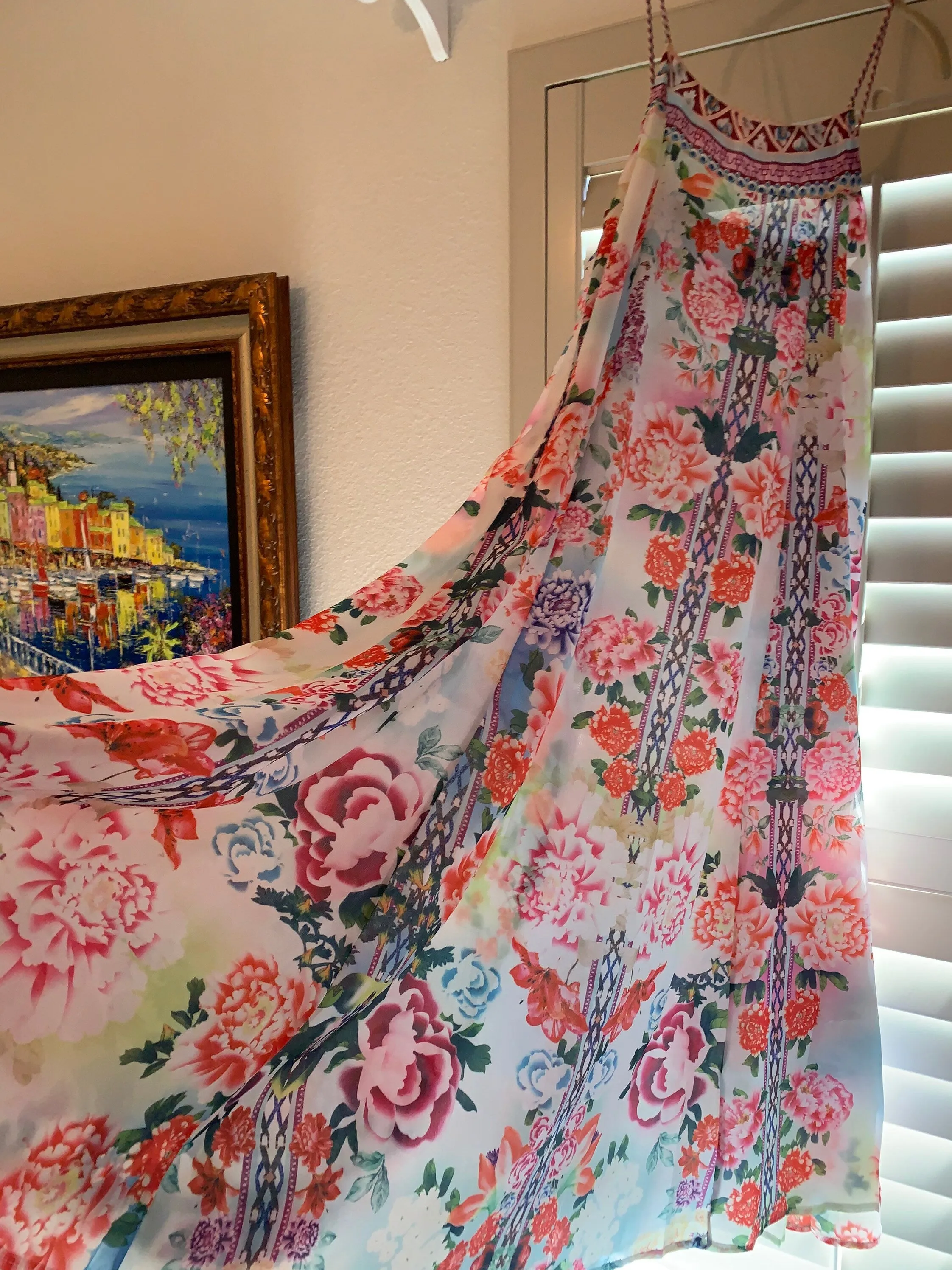 new Native Rose coastal maxi sundress wind whimsy beach cover-up S or L