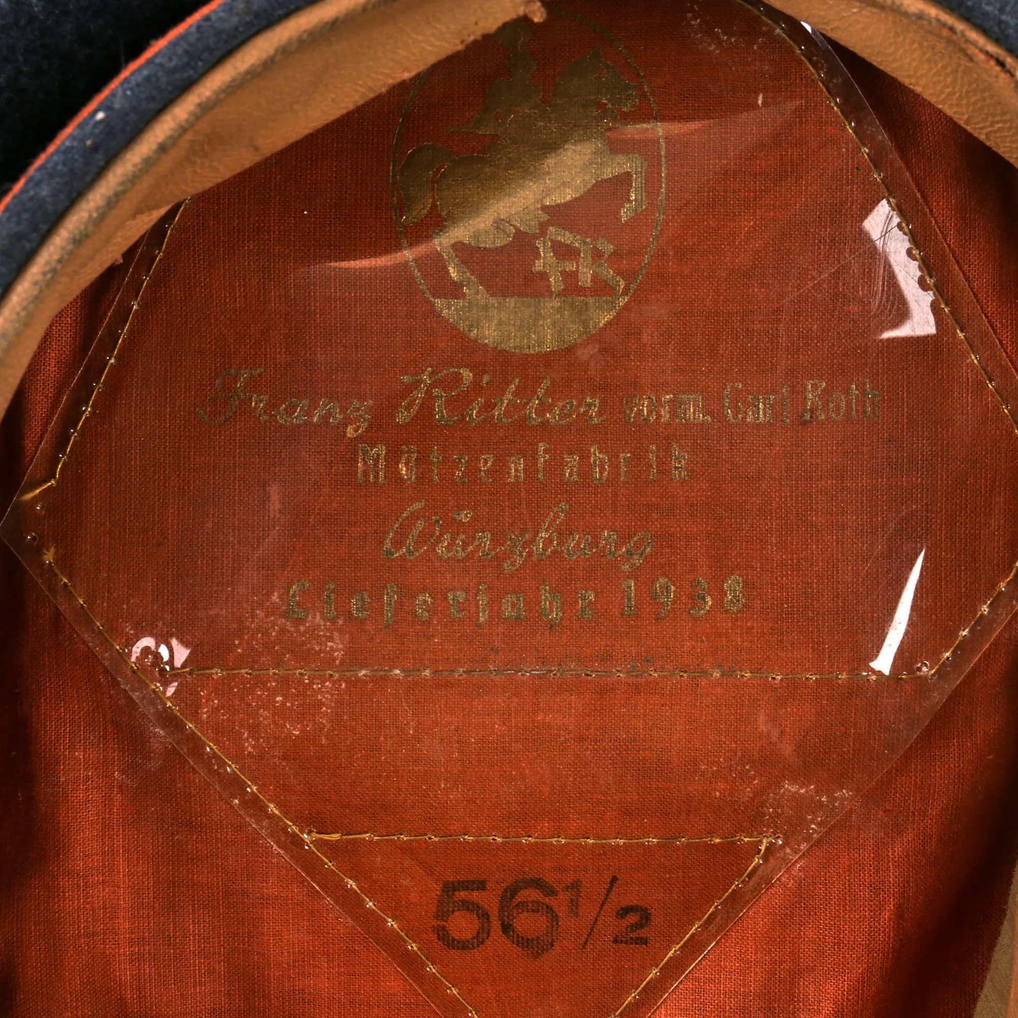 Original German WWII 1938 Dated Luftwaffe Signals Unit Marked EM/NCO Visor Cap by Franz Ritter - Size 56 ½