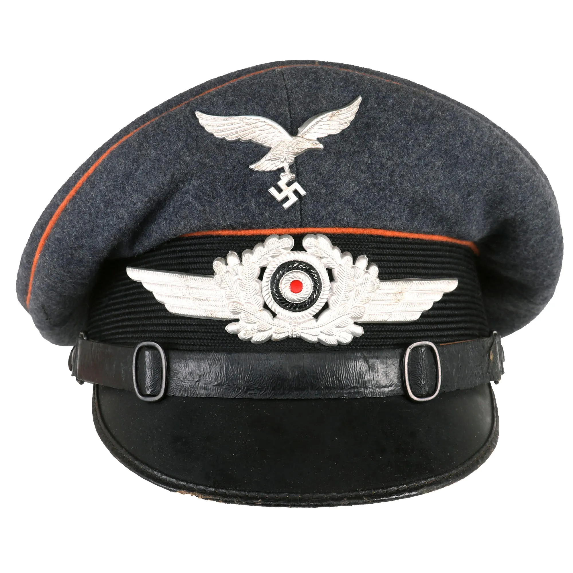 Original German WWII 1938 Dated Luftwaffe Signals Unit Marked EM/NCO Visor Cap by Franz Ritter - Size 56 ½