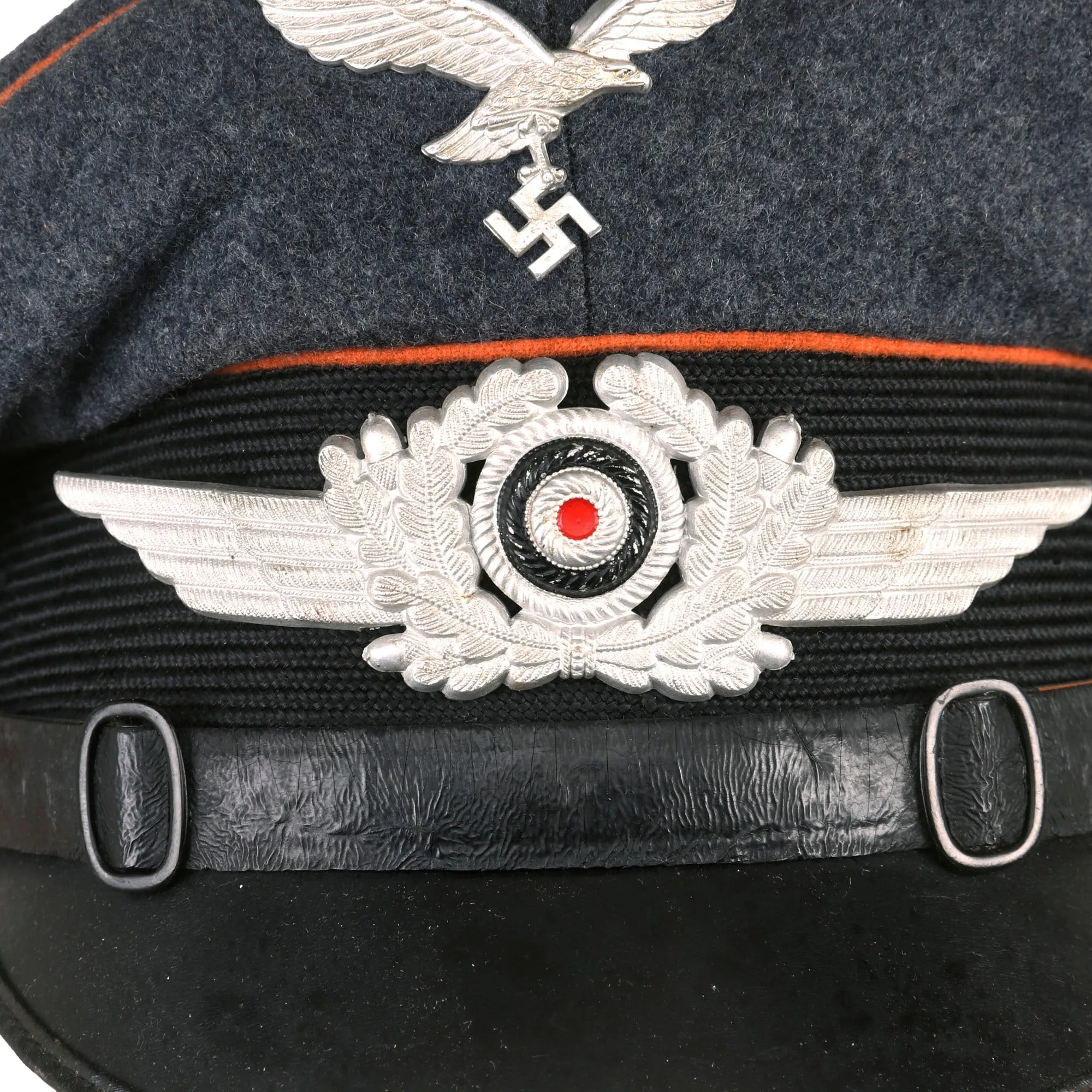 Original German WWII 1938 Dated Luftwaffe Signals Unit Marked EM/NCO Visor Cap by Franz Ritter - Size 56 ½