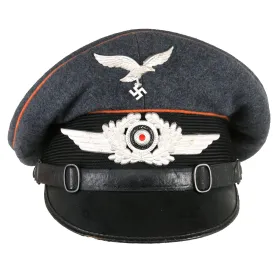 Original German WWII 1938 Dated Luftwaffe Signals Unit Marked EM/NCO Visor Cap by Franz Ritter - Size 56 ½