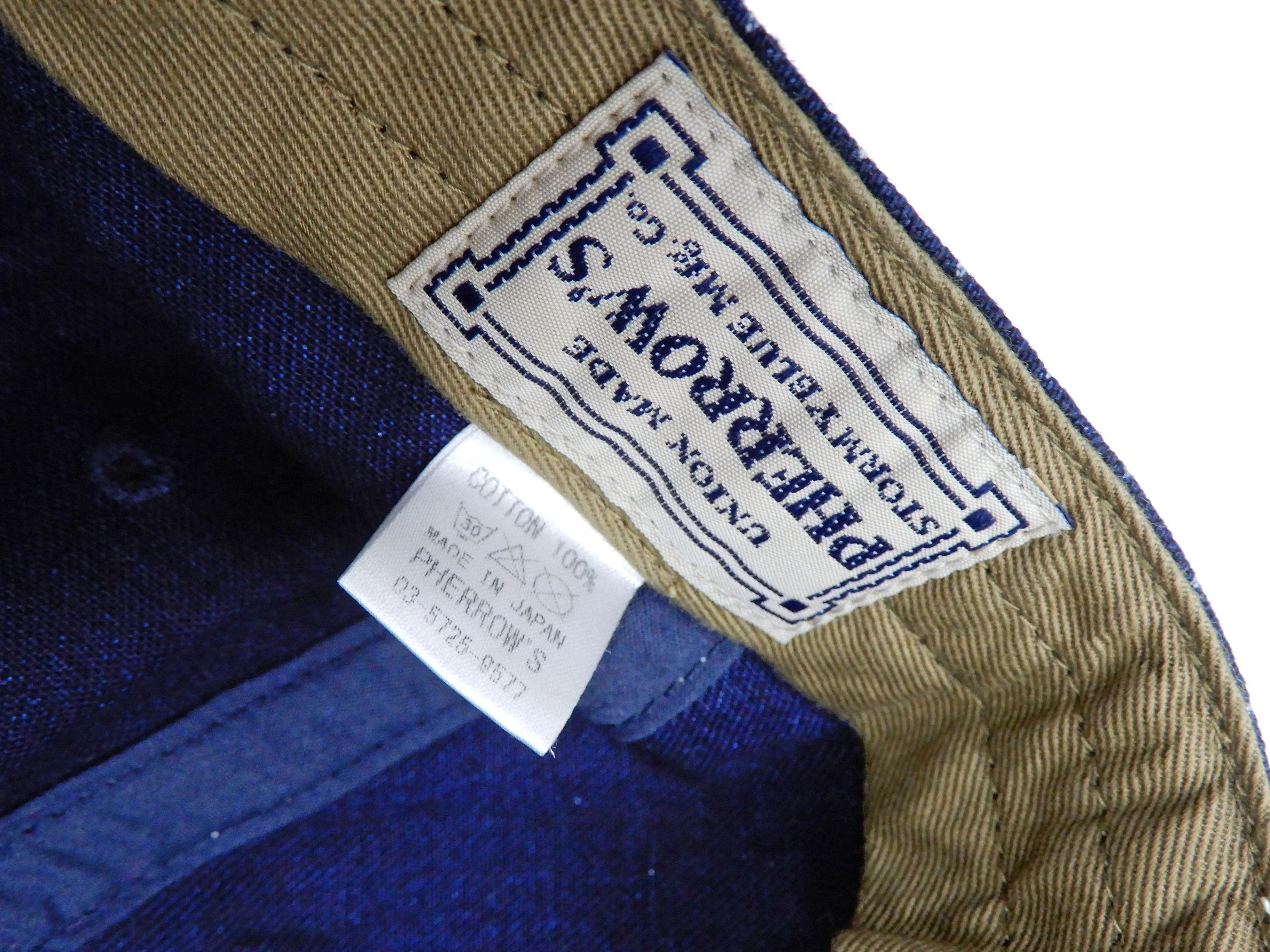Pherrow's Workman Cap Men's Indigo Wabash Stripe Adjustable Working Hat PWCC1-W