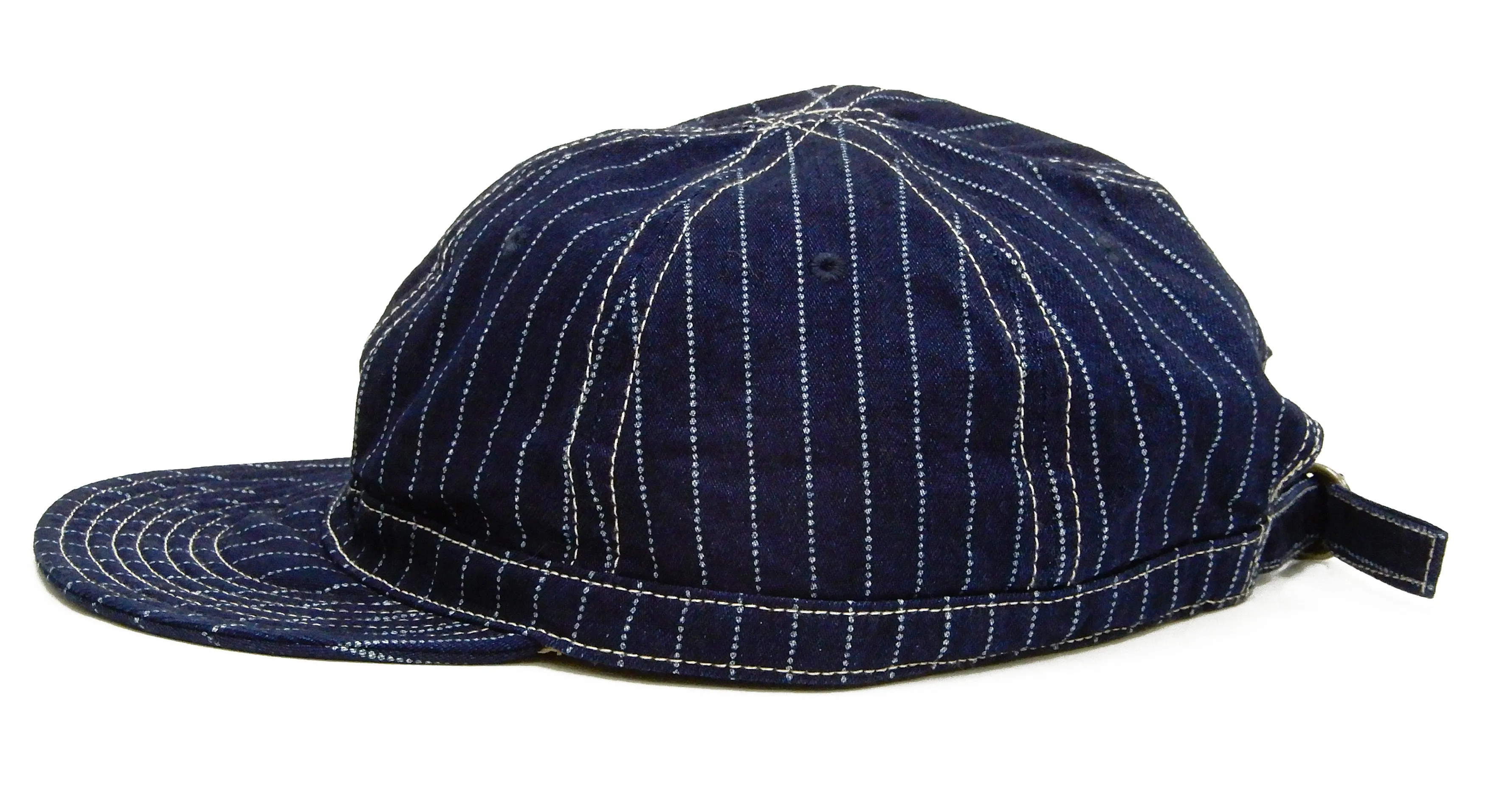 Pherrow's Workman Cap Men's Indigo Wabash Stripe Adjustable Working Hat PWCC1-W