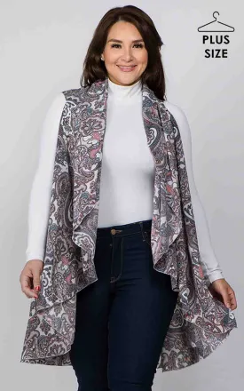 PN90B9P Plus Size Paisley Pattern Long Vest