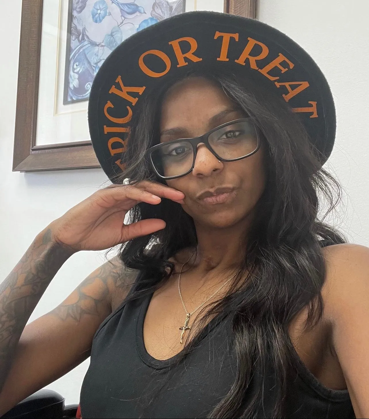 "Trick or Treat" Wide Brim Hat - Black - Collab With Baylee Madison